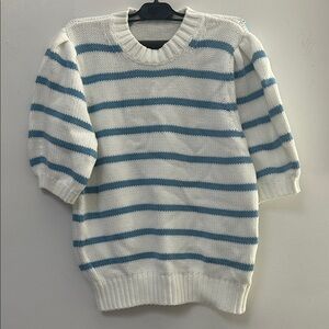NWOT Sample White and Blue Striped Sweater - fits size Small PTP is 17